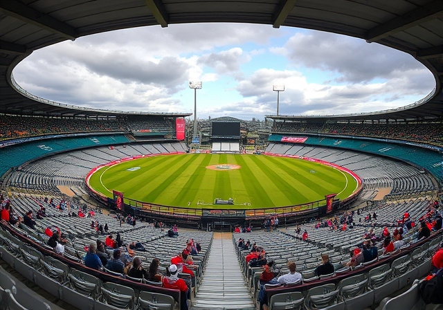 Sydney Cricket Ground with Victorian architecture and green outfield, Australia